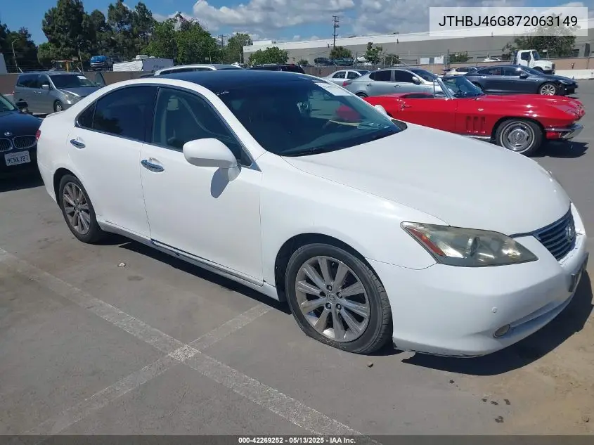 2007 Lexus Es 350 VIN: JTHBJ46G872063149 Lot: 42269252