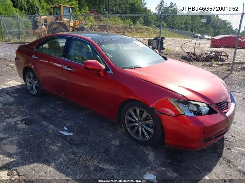 2007 Lexus Es 350 VIN: JTHBJ46G572001952 Lot: 42567572