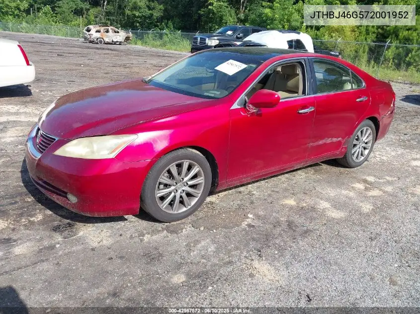 2007 Lexus Es 350 VIN: JTHBJ46G572001952 Lot: 42567572