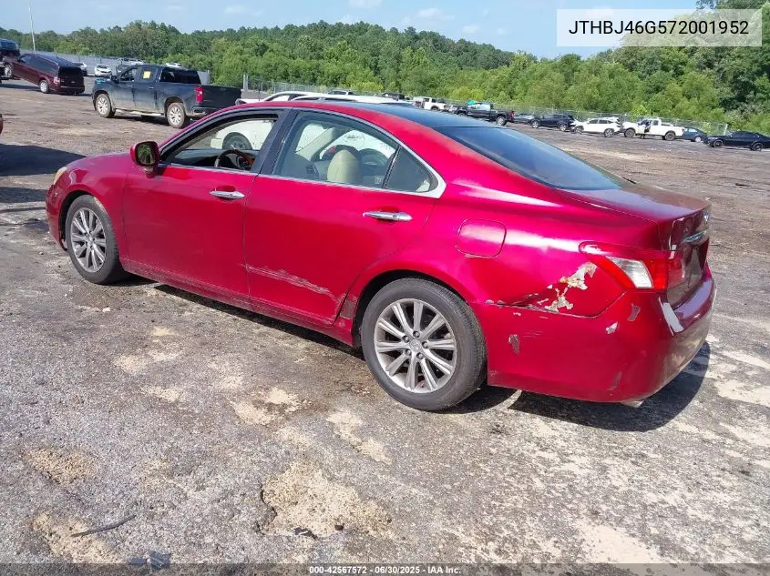 2007 Lexus Es 350 VIN: JTHBJ46G572001952 Lot: 42567572