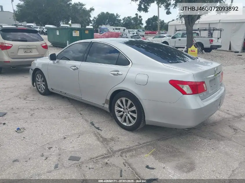 2007 Lexus Es 350 VIN: JTHBJ46G072093892 Lot: 42650171