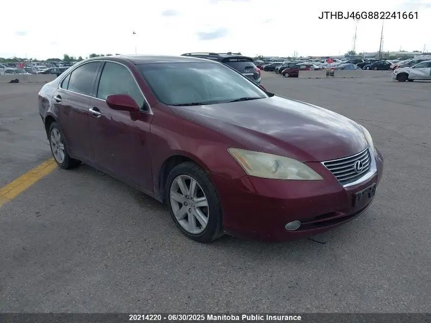 2008 Lexus Es 350 350 VIN: JTHBJ46G882241661 Lot: 20214220