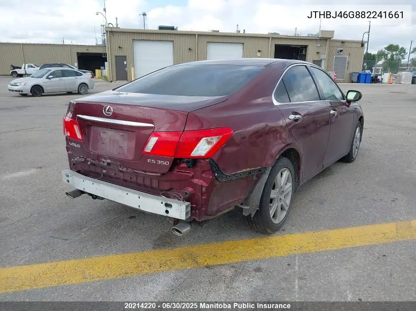 2008 Lexus Es 350 350 VIN: JTHBJ46G882241661 Lot: 20214220