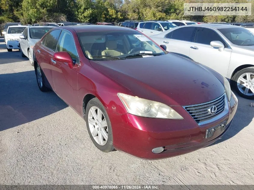 2008 Lexus Es 350 VIN: JTHBJ46G982254144 Lot: 40978065
