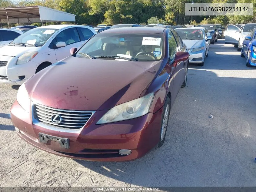 2008 Lexus Es 350 VIN: JTHBJ46G982254144 Lot: 40978065