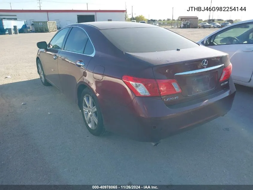 2008 Lexus Es 350 VIN: JTHBJ46G982254144 Lot: 40978065