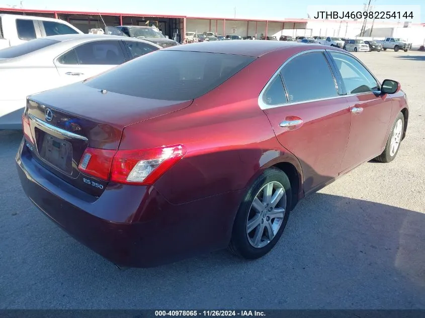 2008 Lexus Es 350 VIN: JTHBJ46G982254144 Lot: 40978065