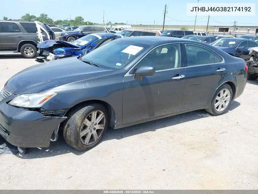 2008 Lexus Es 350 VIN: JTHBJ46G382174192 Lot: 42264026