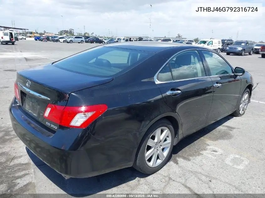 2009 Lexus Es 350 VIN: JTHBJ46G792316724 Lot: 42260598