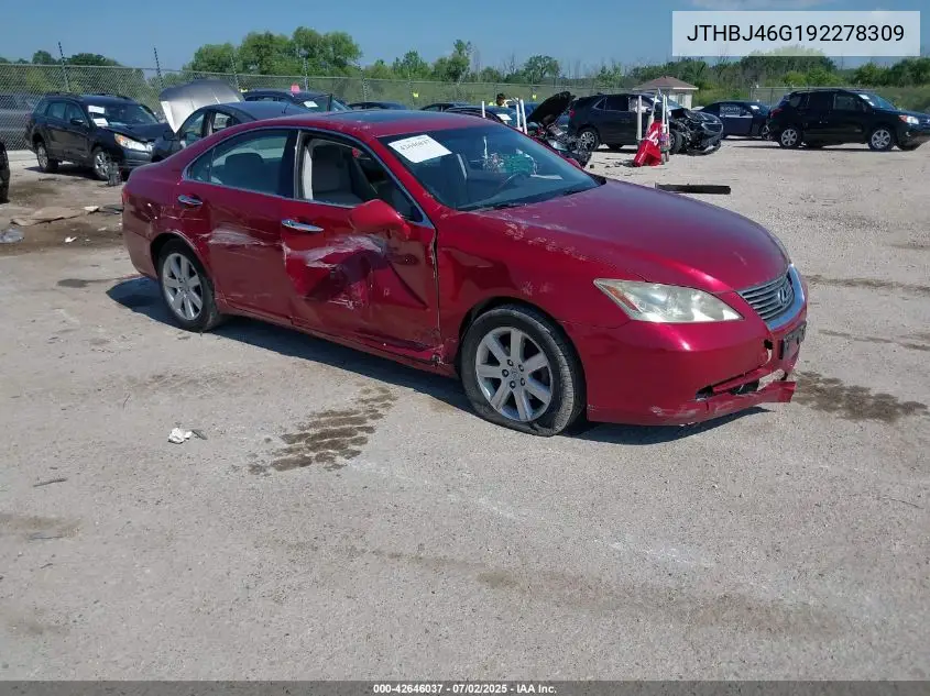 2009 Lexus Es VIN: JTHBJ46G192278309 Lot: 42646037