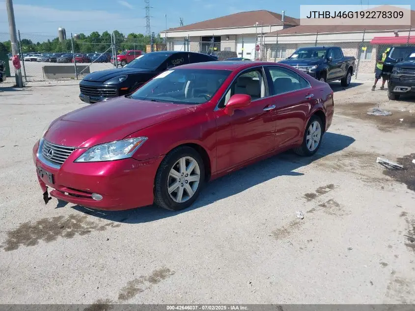 2009 Lexus Es VIN: JTHBJ46G192278309 Lot: 42646037