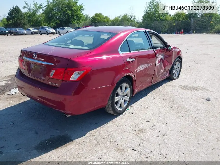 2009 Lexus Es VIN: JTHBJ46G192278309 Lot: 42646037