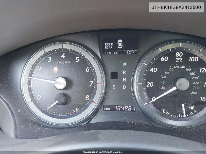 2010 Lexus Es 350 VIN: JTHBK1EG8A2413500 Lot: 42651090