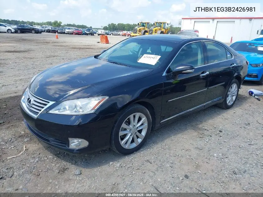 2011 Lexus Es 350 VIN: JTHBK1EG3B2426981 Lot: 42551927