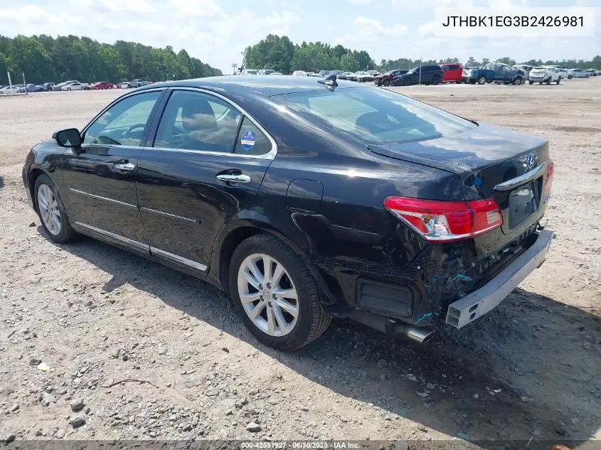 2011 Lexus Es 350 VIN: JTHBK1EG3B2426981 Lot: 42551927