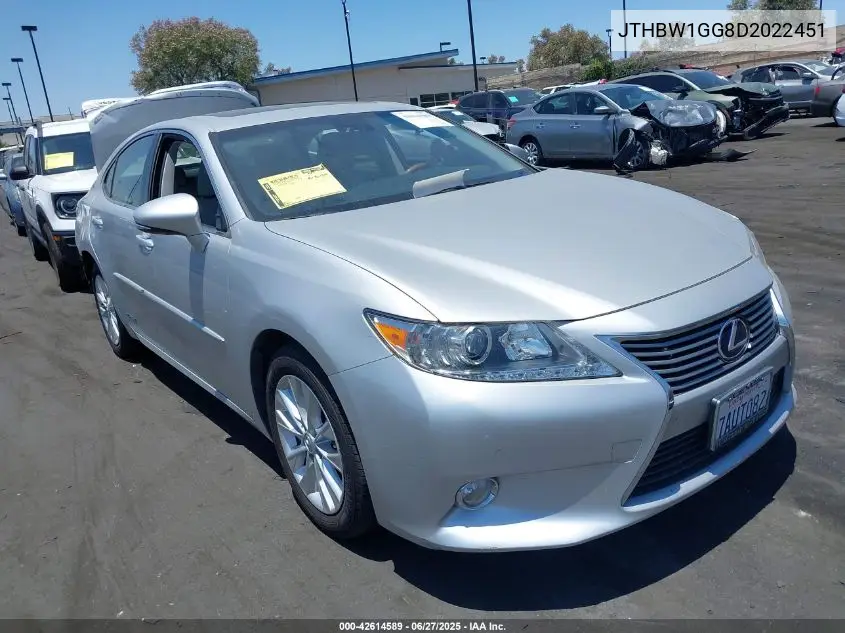 2013 Lexus Es 300H VIN: JTHBW1GG8D2022451 Lot: 42614589