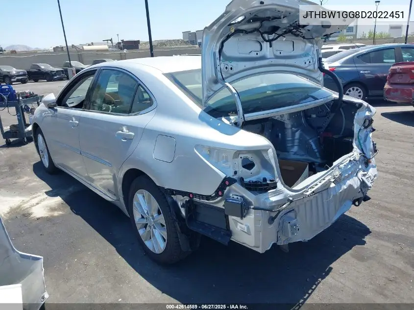 2013 Lexus Es 300H VIN: JTHBW1GG8D2022451 Lot: 42614589
