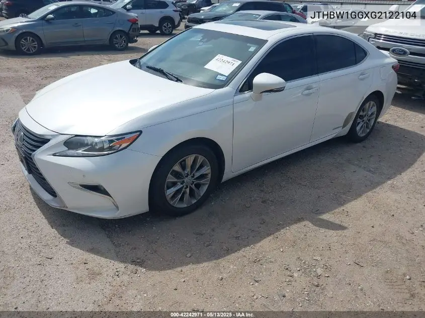 2016 Lexus Es 300H VIN: JTHBW1GGXG2122104 Lot: 42242971