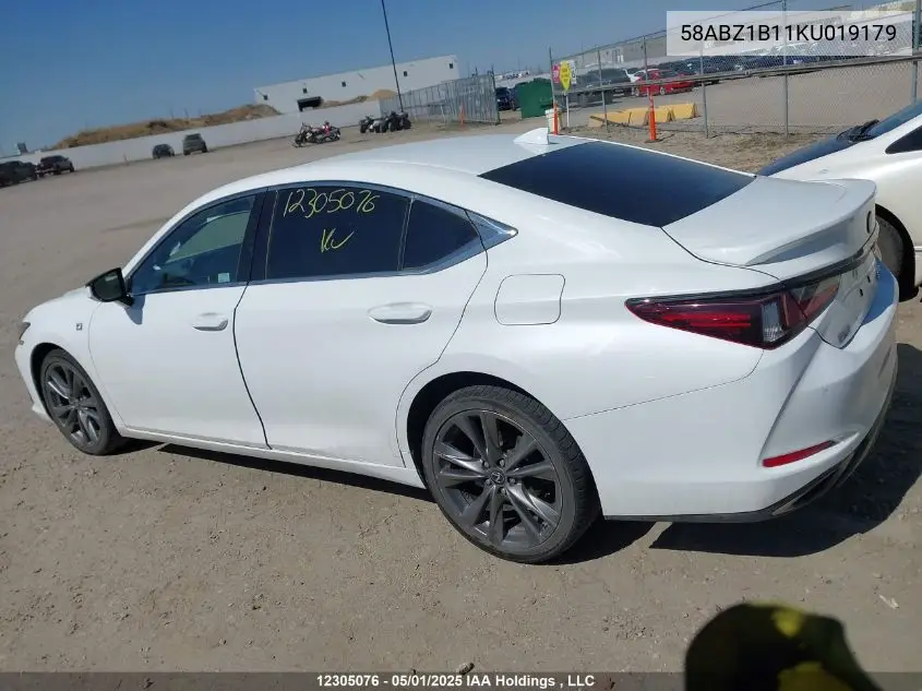 2019 Lexus Es 350 350 VIN: 58ABZ1B11KU019179 Lot: 12305076