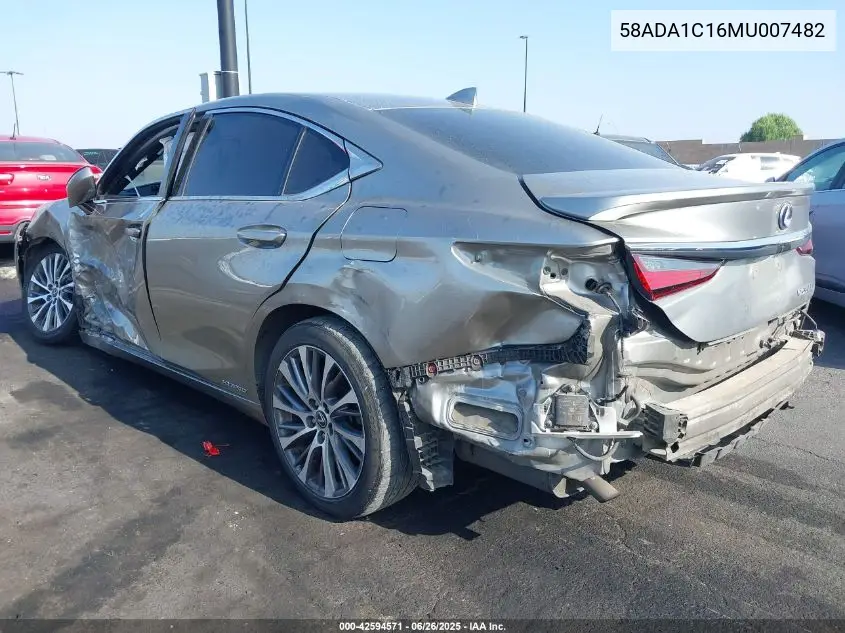 2021 Lexus Es 300H VIN: 58ADA1C16MU007482 Lot: 42594571