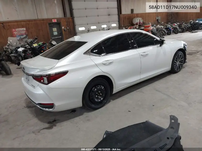 2022 Lexus Es 250 VIN: 58AD11D17NU009340 Lot: 42237371