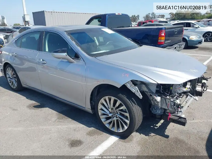 2022 Lexus Es 300H Luxury VIN: 58AEA1C16NU020819 Lot: 42575064