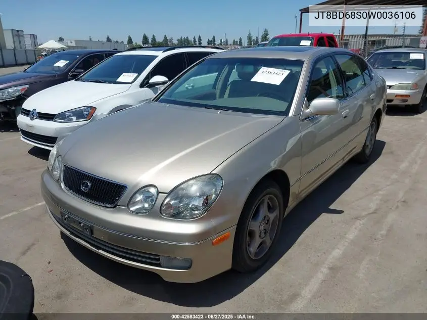 1998 Lexus Gs 300 VIN: JT8BD68S0W0036106 Lot: 42583423
