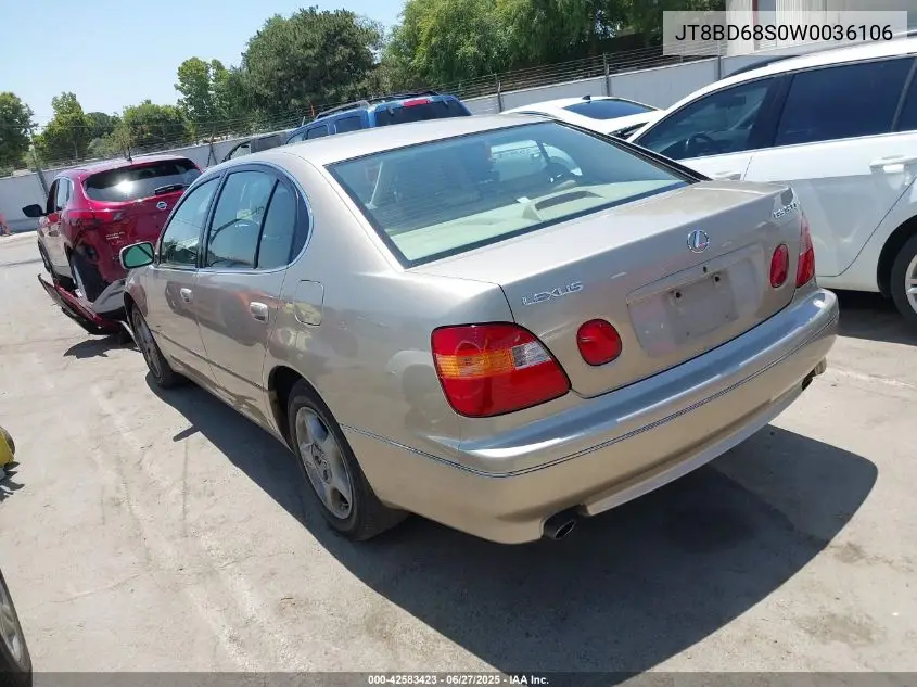 1998 Lexus Gs 300 VIN: JT8BD68S0W0036106 Lot: 42583423