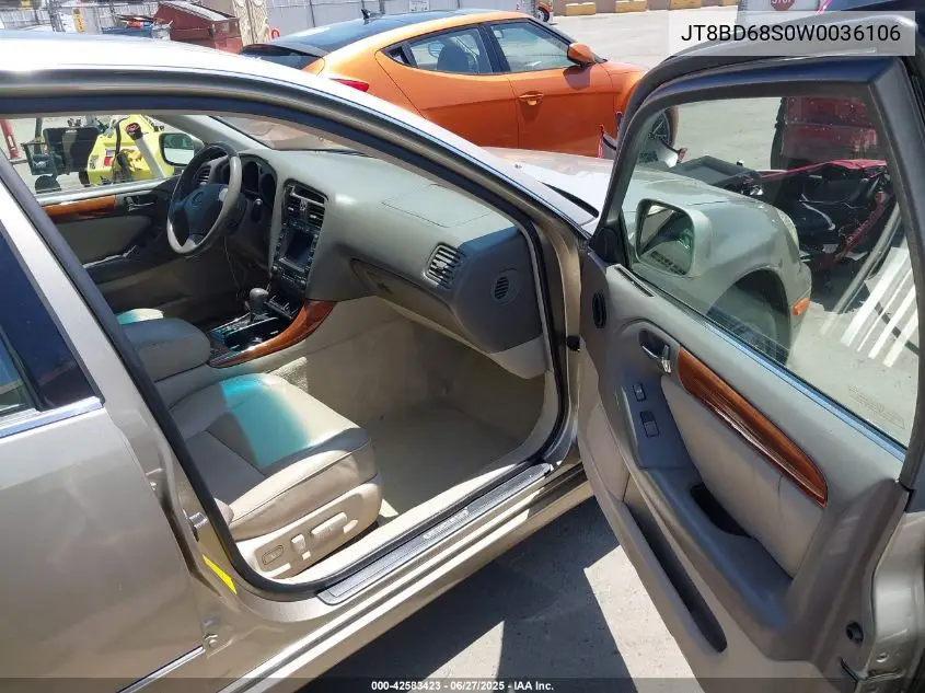 1998 Lexus Gs 300 VIN: JT8BD68S0W0036106 Lot: 42583423