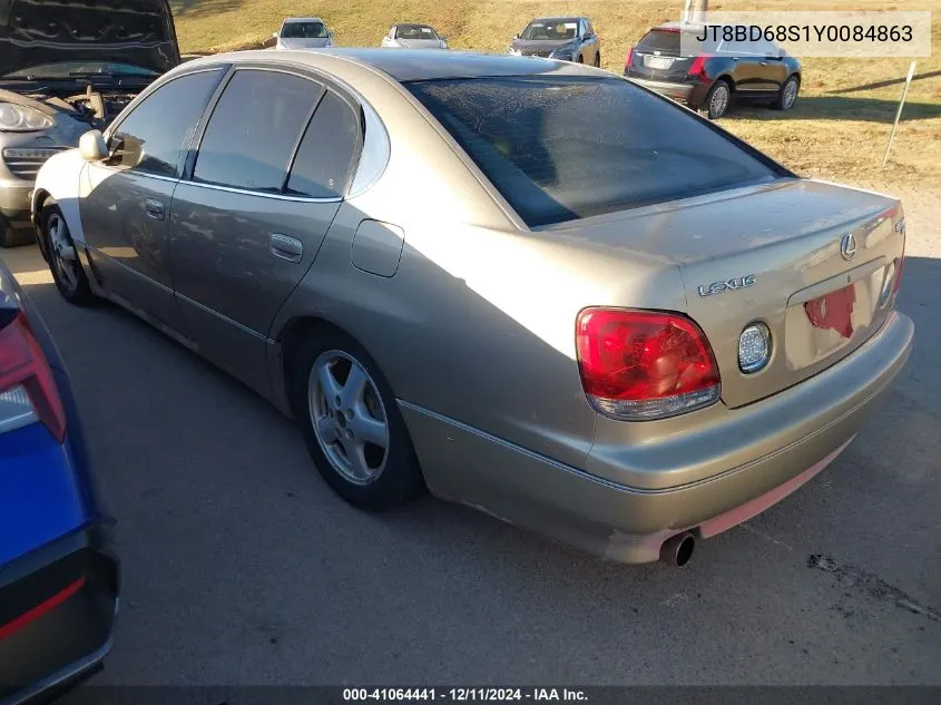 2000 Lexus Gs 300 VIN: JT8BD68S1Y0084863 Lot: 41064441