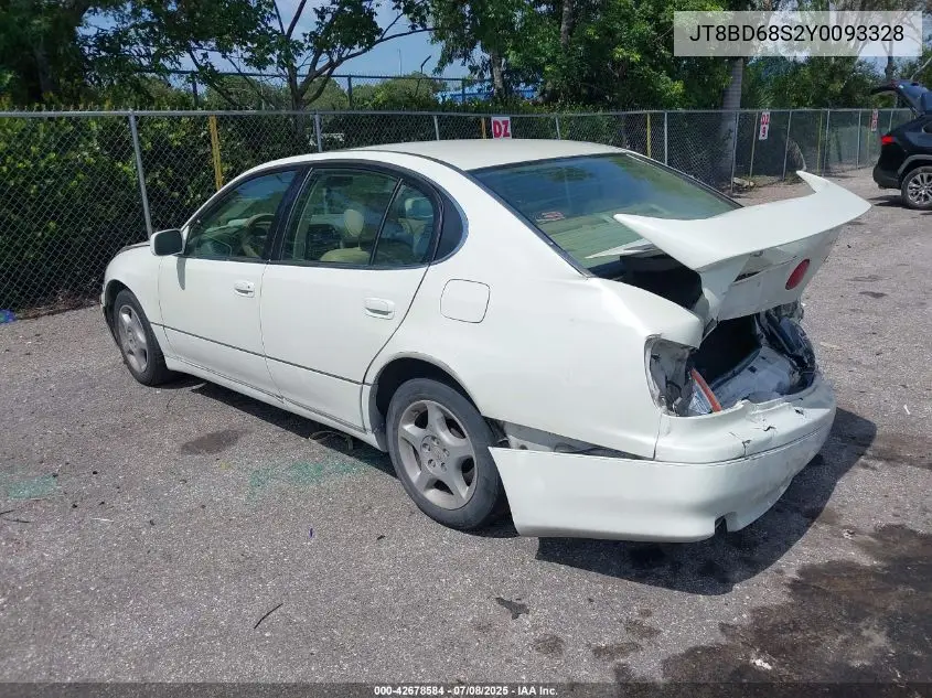 2000 Lexus Gs 300 VIN: JT8BD68S2Y0093328 Lot: 42678584