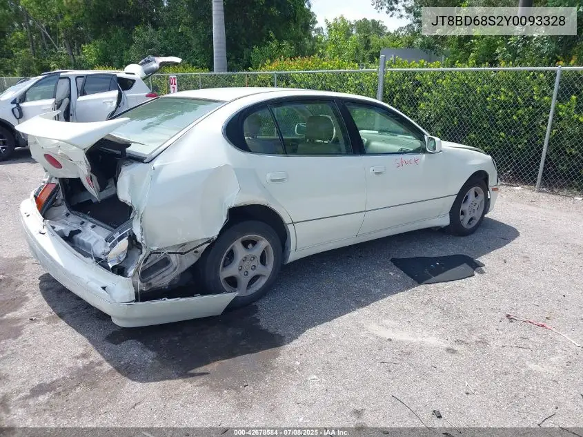 2000 Lexus Gs 300 VIN: JT8BD68S2Y0093328 Lot: 42678584