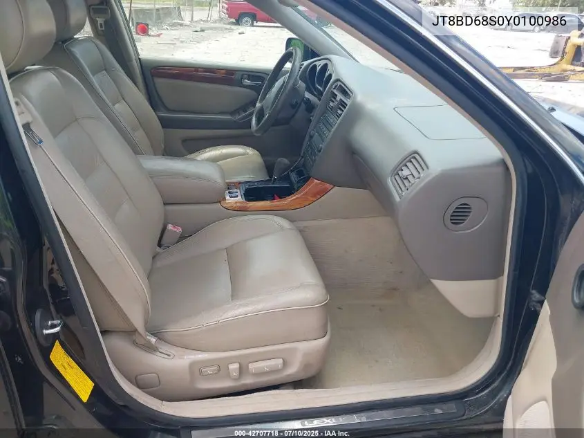2000 Lexus Gs 300 VIN: JT8BD68S0Y0100986 Lot: 42707718