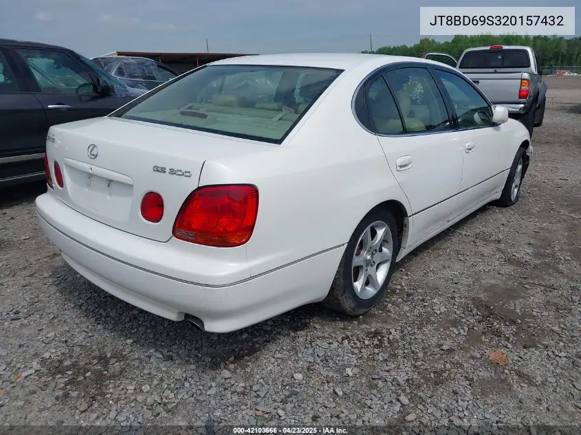 2002 Lexus Gs 300 VIN: JT8BD69S320157432 Lot: 42103666