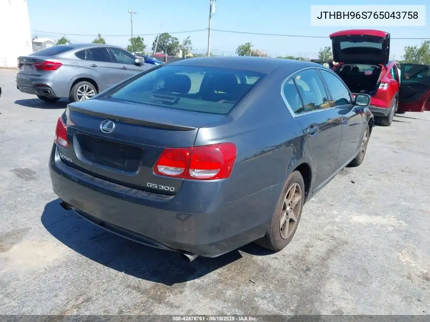 2006 Lexus Gs 300 VIN: JTHBH96S765043758 Lot: 42476761