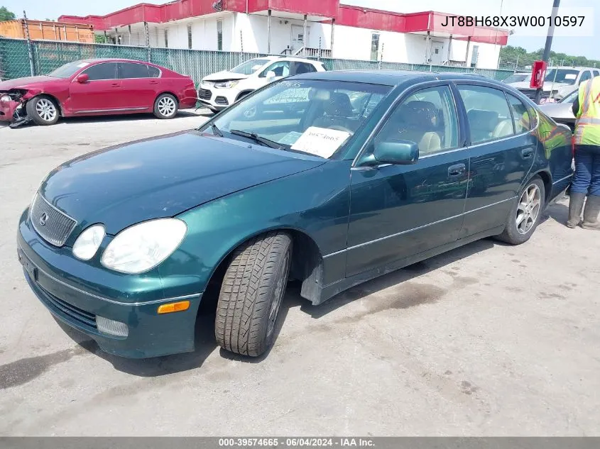 1998 Lexus Gs 400 VIN: JT8BH68X3W0010597 Lot: 39574665