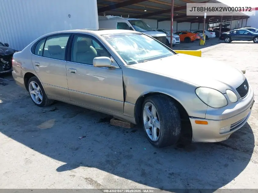 1998 Lexus Gs 400 VIN: JT8BH68X2W0003172 Lot: 42321837