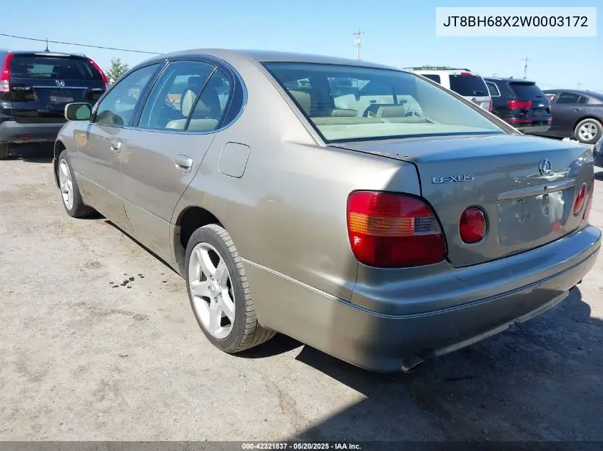 1998 Lexus Gs 400 VIN: JT8BH68X2W0003172 Lot: 42321837
