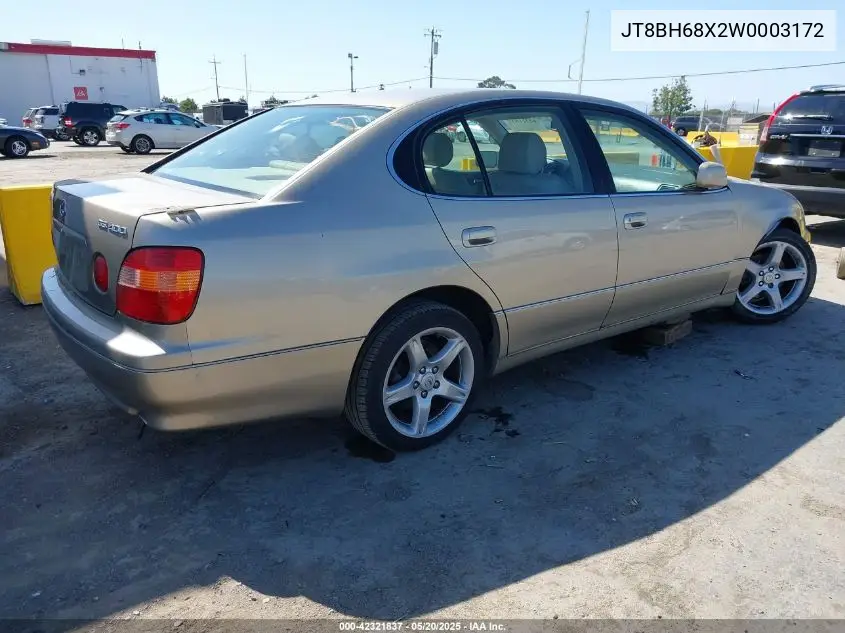 1998 Lexus Gs 400 VIN: JT8BH68X2W0003172 Lot: 42321837