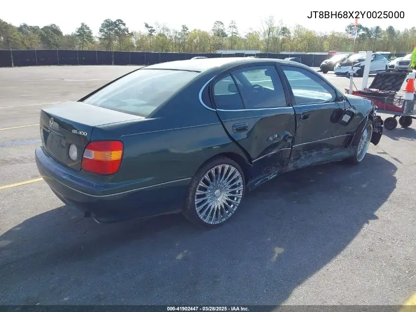 2000 Lexus Gs 400 VIN: JT8BH68X2Y0025000 Lot: 41902447