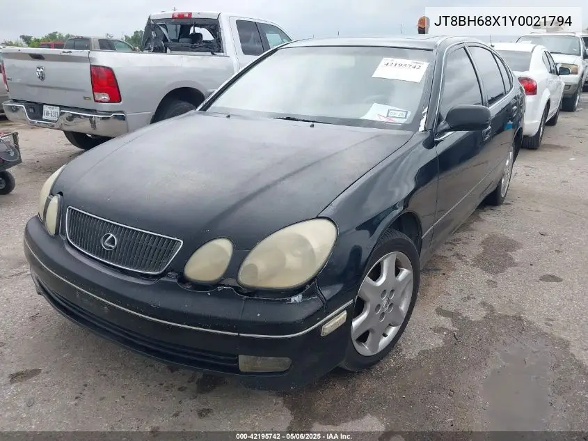 2000 Lexus Gs 400 VIN: JT8BH68X1Y0021794 Lot: 42195742