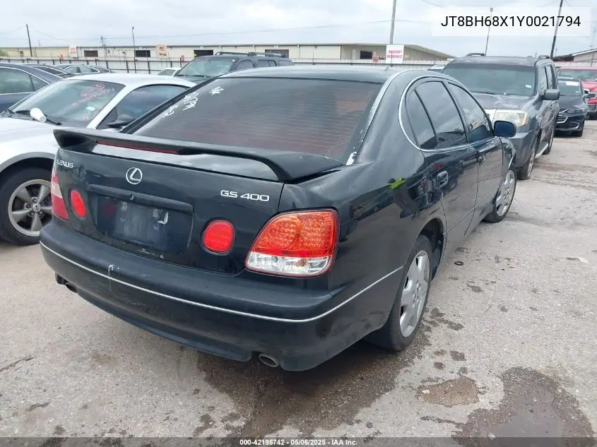 2000 Lexus Gs 400 VIN: JT8BH68X1Y0021794 Lot: 42195742