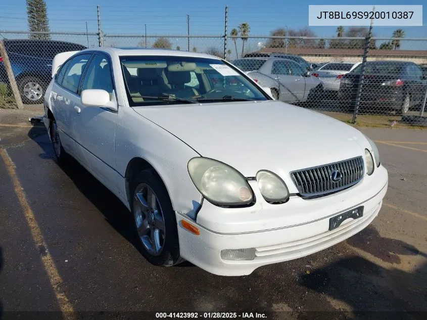 2002 Lexus Gs 430 VIN: JT8BL69S920010387 Lot: 41423992