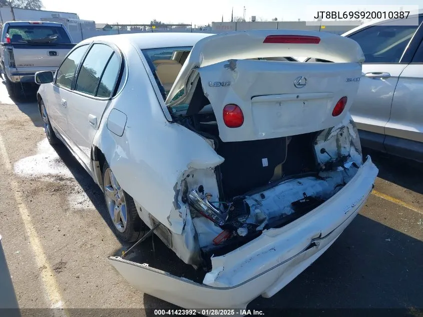 2002 Lexus Gs 430 VIN: JT8BL69S920010387 Lot: 41423992