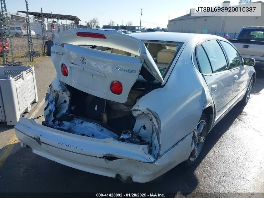 2002 Lexus Gs 430 VIN: JT8BL69S920010387 Lot: 41423992