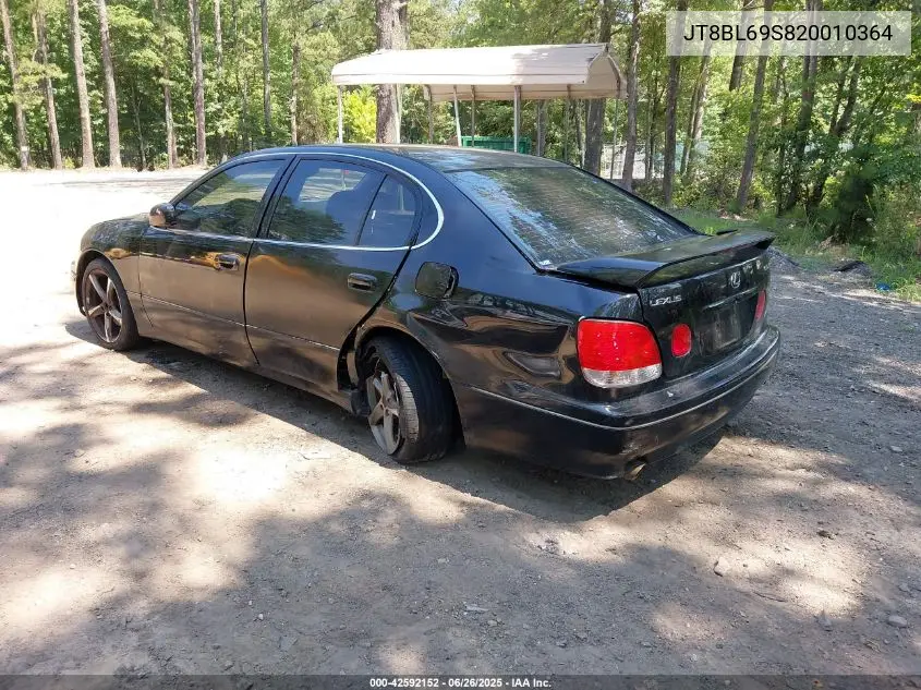 2002 Lexus Gs 430 VIN: JT8BL69S820010364 Lot: 42592152