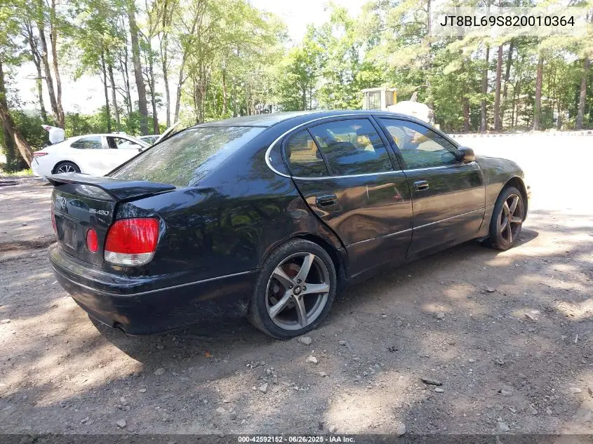 2002 Lexus Gs 430 VIN: JT8BL69S820010364 Lot: 42592152