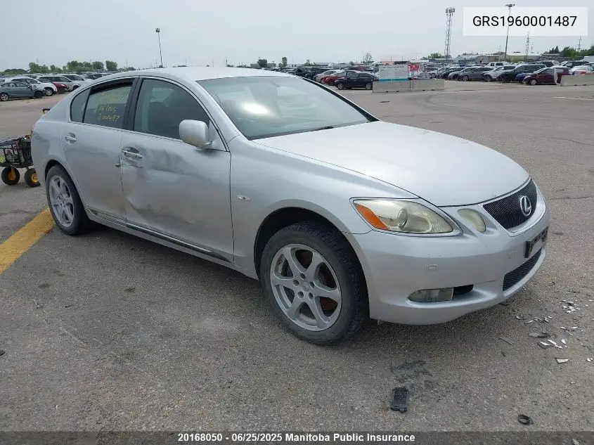 2006 Lexus Gs 350 VIN: GRS1960001487 Lot: 20168050