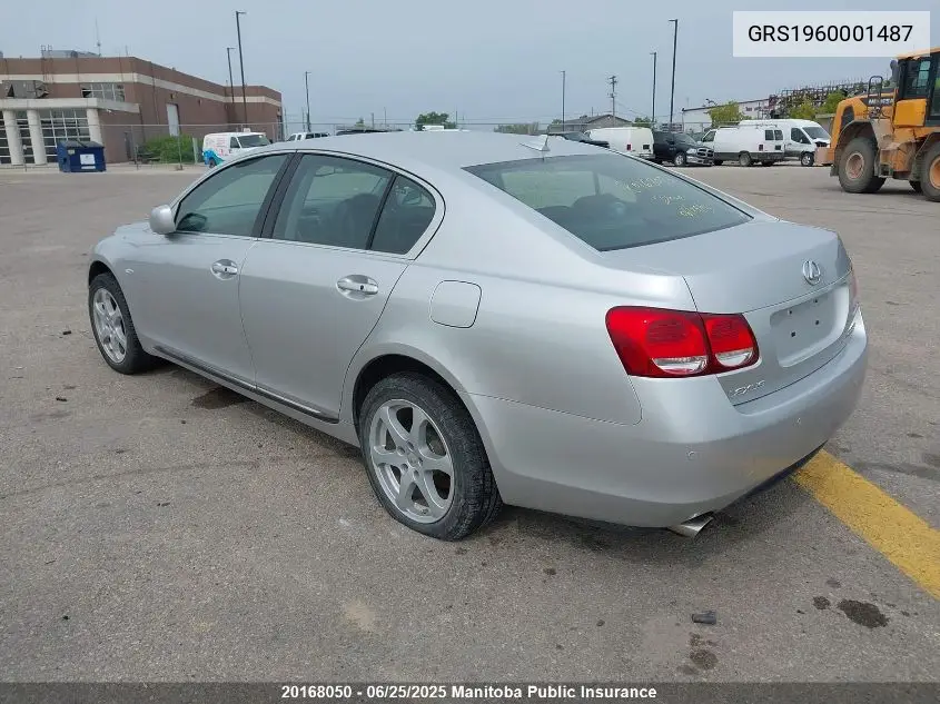 2006 Lexus Gs 350 VIN: GRS1960001487 Lot: 20168050