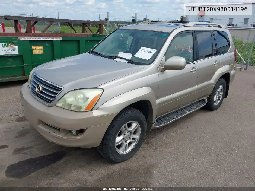 2003 Lexus Gx 470 VIN: JTJBT20X930014196 Lot: 42467486